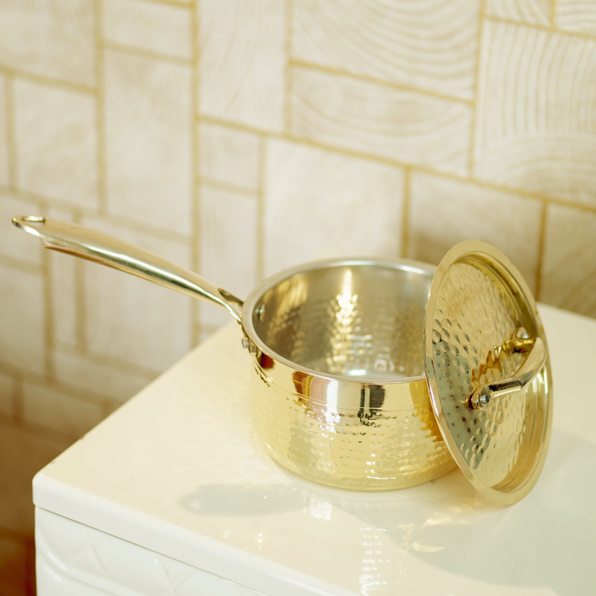 Brass saucepan tincoated with lid