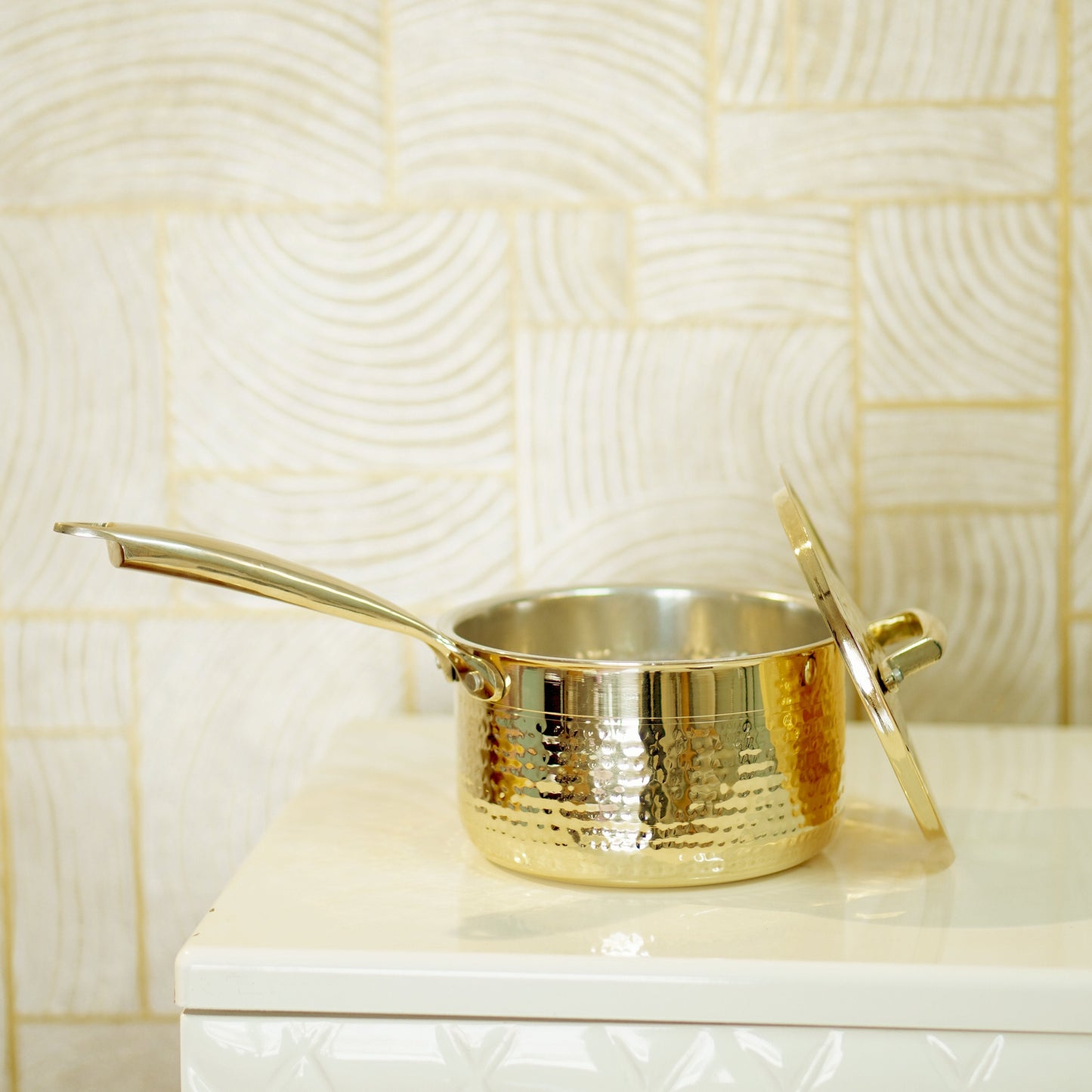 Brass saucepan tincoated with lid