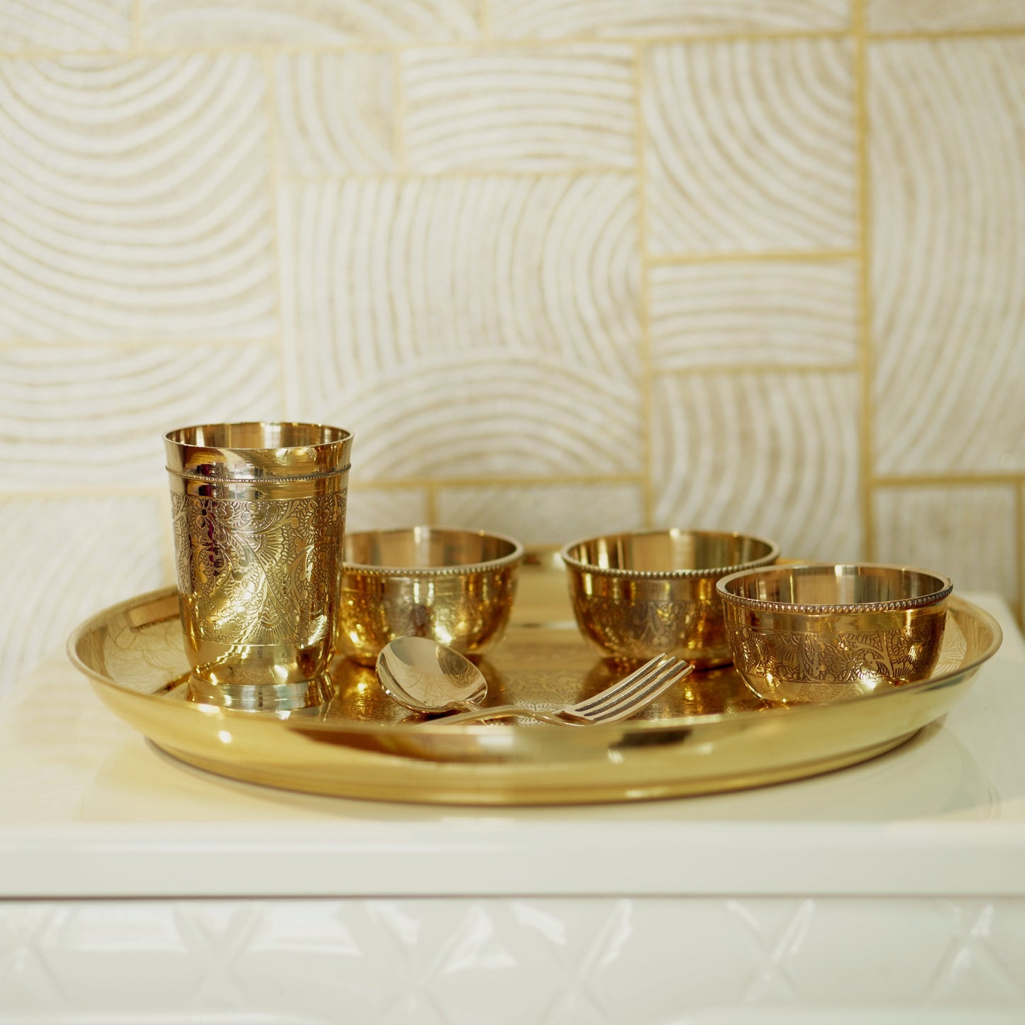 Brass Dinner Set ( Apple Khomcha )
