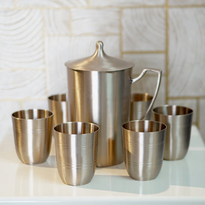 Kansa/Bronze Lemon Set with 6 Glasses and Jug