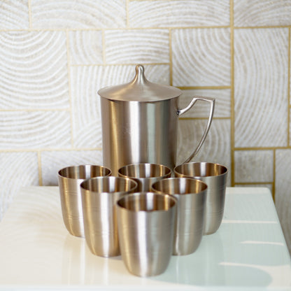 Kansa/Bronze Lemon Set with 6 Glasses and Jug