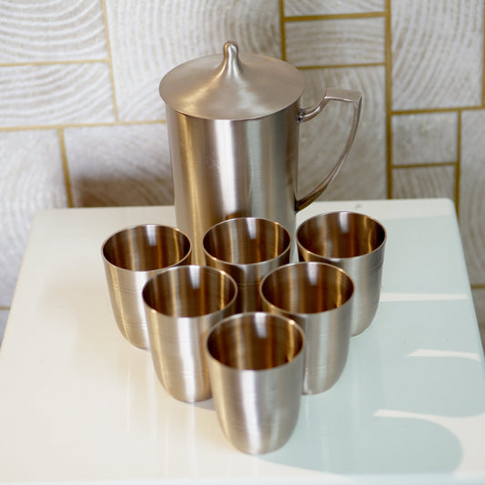 Kansa/Bronze Lemon Set with 6 Glasses and Jug