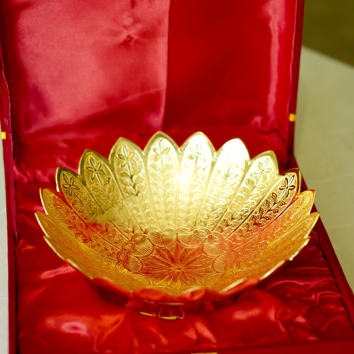 Brass Etched Bowl with Velvet Box