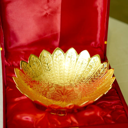 Brass Etched Bowl with Velvet Box