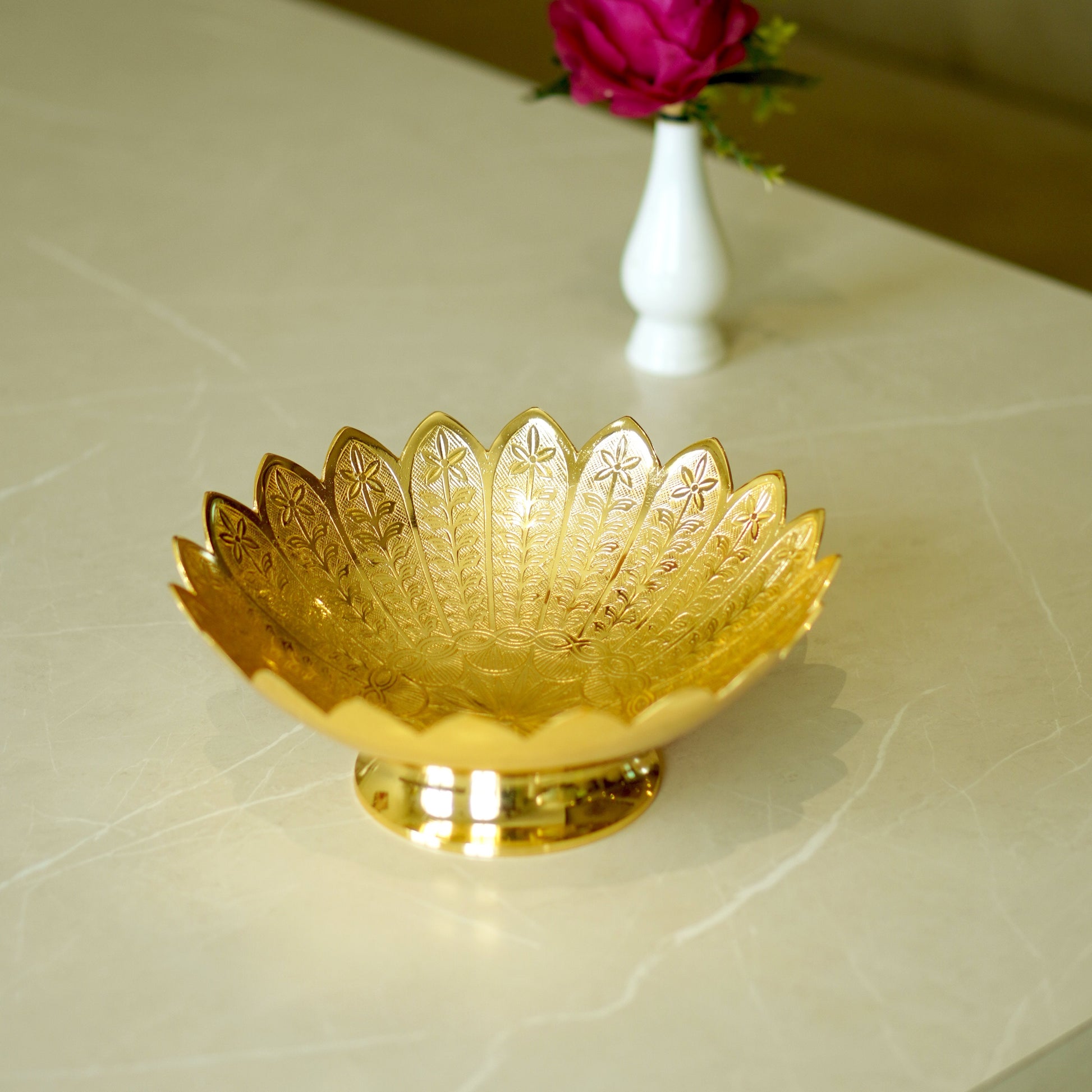 Brass Etched Bowl with Velvet Box