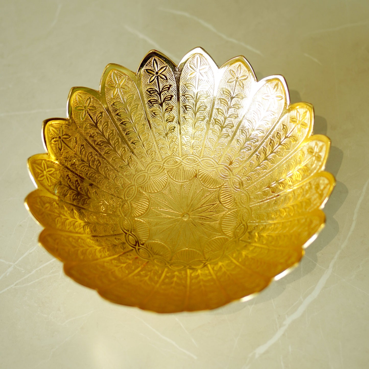 Brass Etched Bowl with Velvet Box