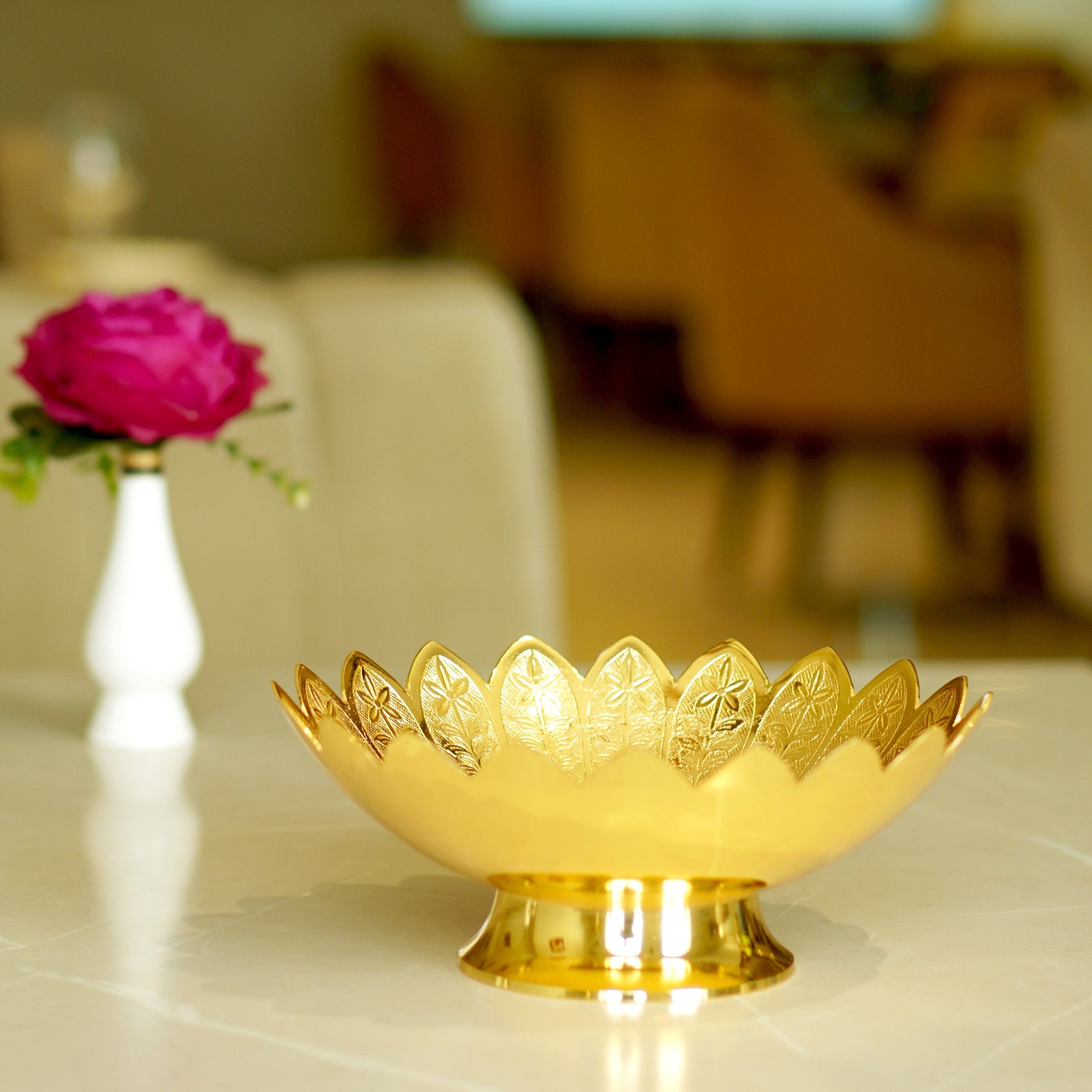 Brass Etched Bowl with Velvet Box