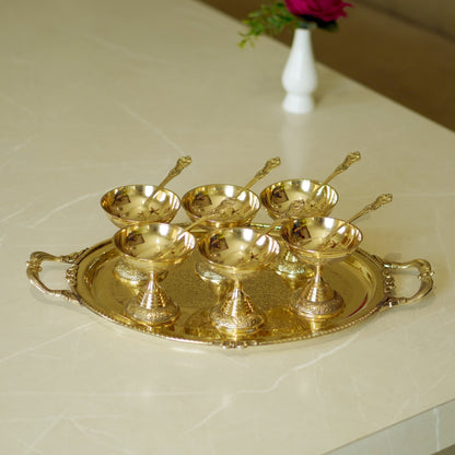 13 Pieces Brass Ice Cream Serving Set