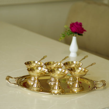 13 Pieces Brass Ice Cream Serving Set