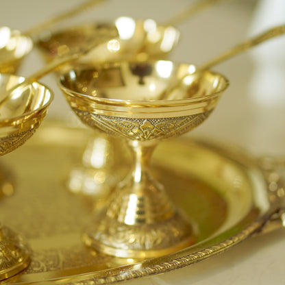 13 Pieces Brass Ice Cream Serving Set