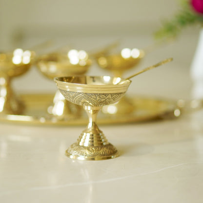 13 Pieces Brass Ice Cream Serving Set