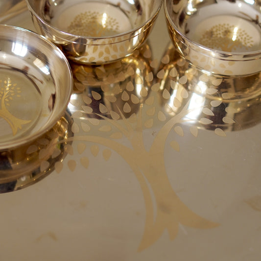 Bronze / Kansa Dinner Set Engraved Glossy (Pack of 6)