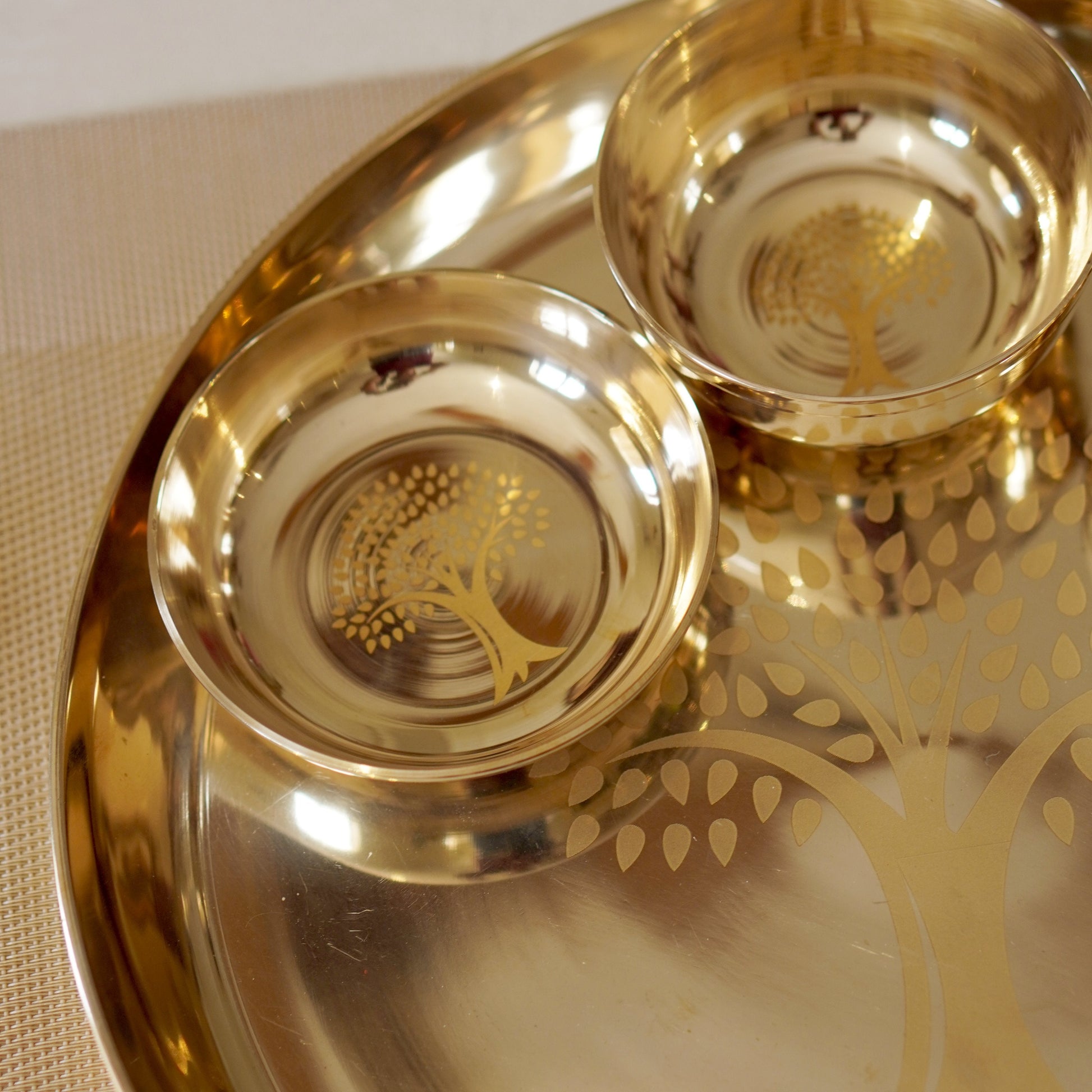 Bronze / Kansa Dinner Set Engraved Glossy (Pack of 6)