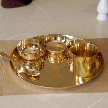 Bronze / Kansa Dinner Set Engraved Glossy (Pack of 6)