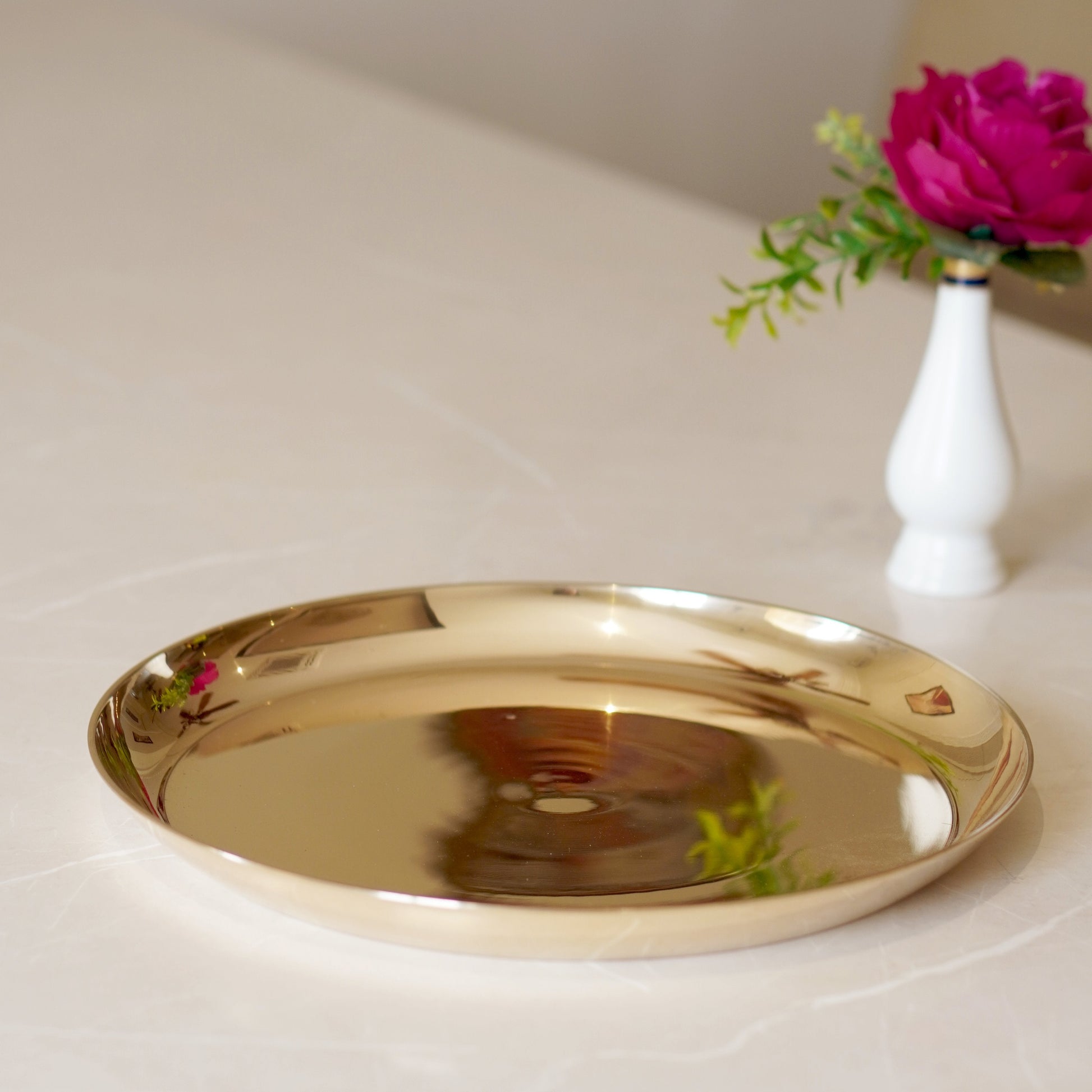 Kansa / bronze thali matte finish, glossy finish