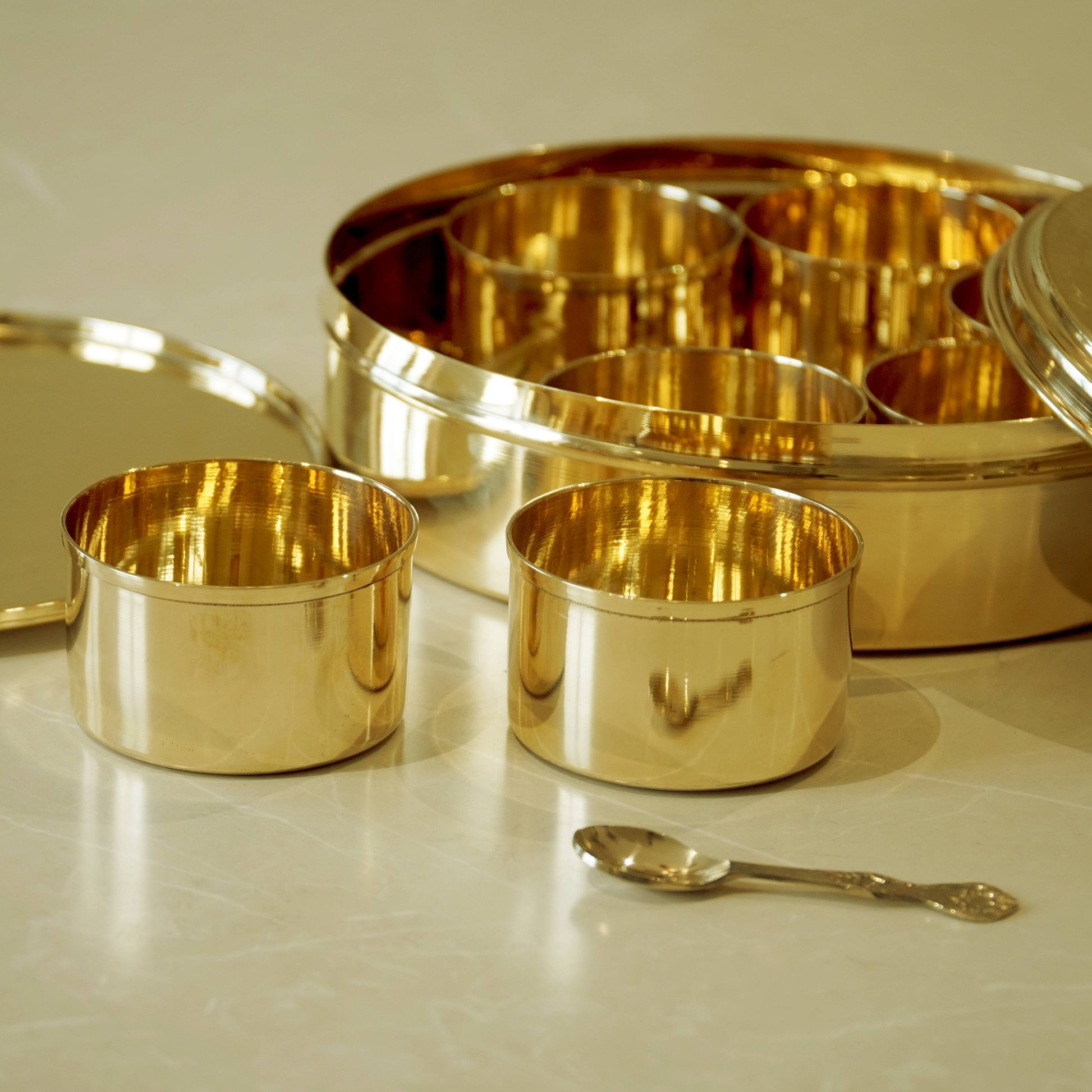 Brass Hammered Masal Daani/ Spices Box