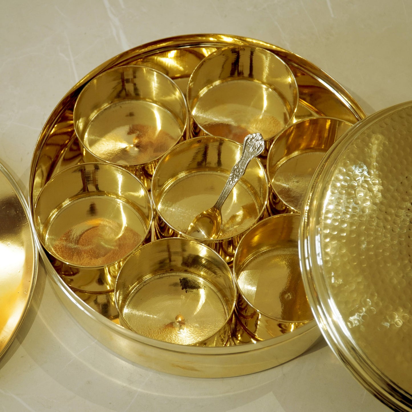Brass Hammered Masal Daani/ Spices Box