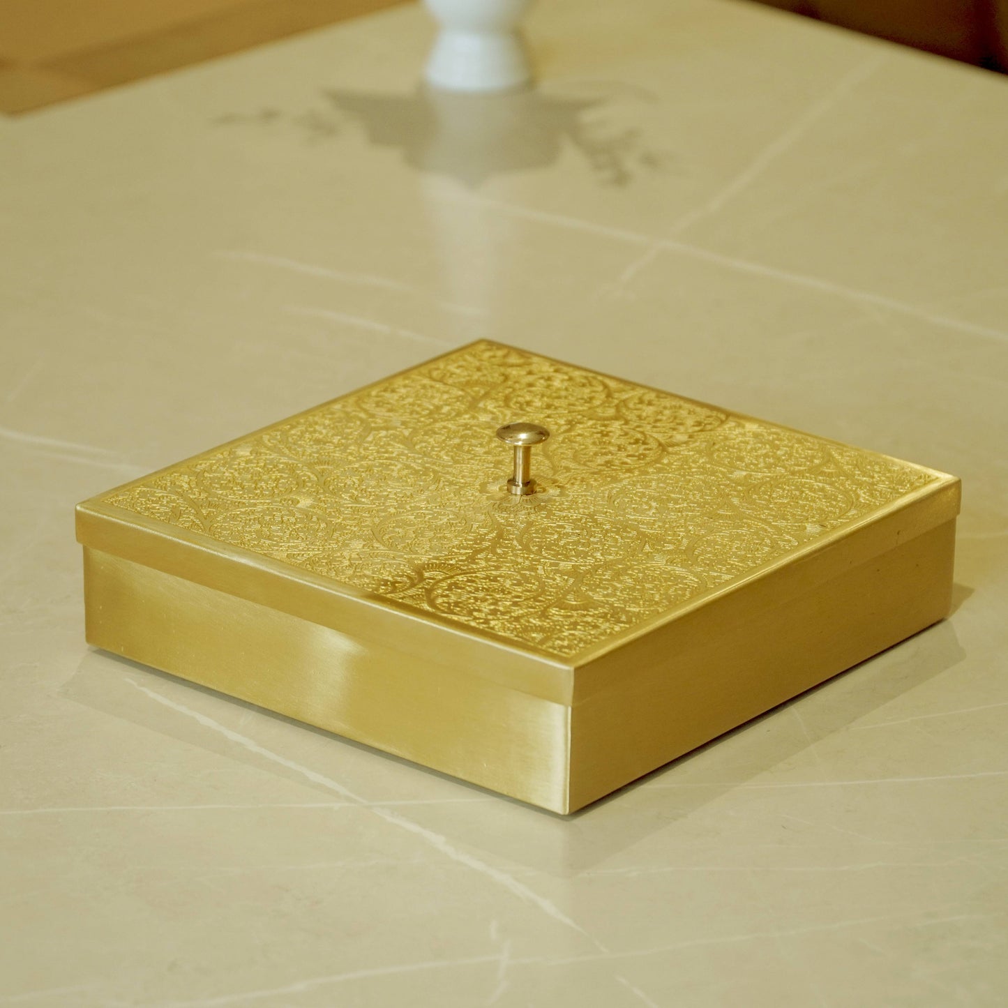 Brass Square Matte Masala Daani/Spice Box