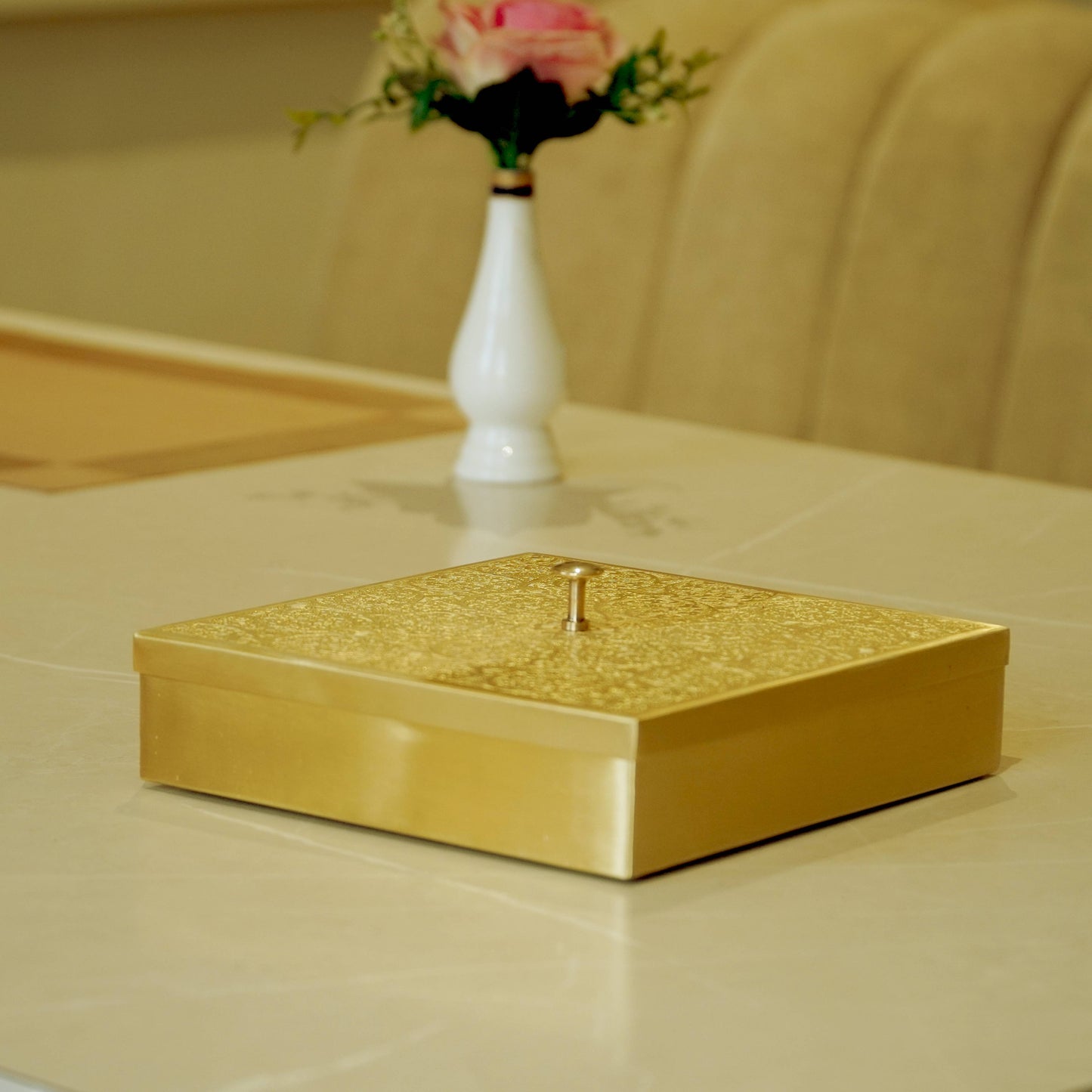 Brass Square Matte Masala Daani/Spice Box