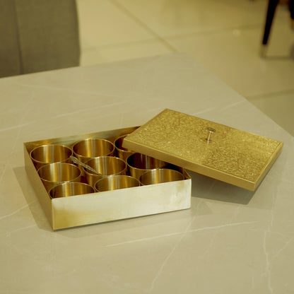 Brass Square Matte Masala Daani/Spice Box