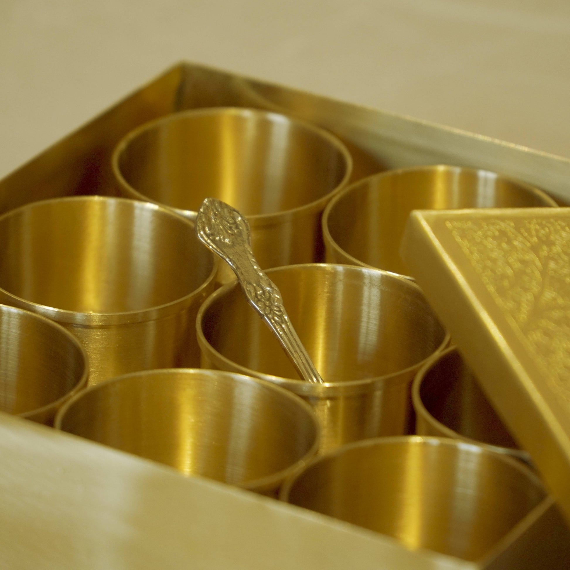 Brass Square Matte Masala Daani/Spice Box