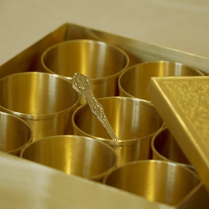 Brass Square Matte Masala Daani/Spice Box