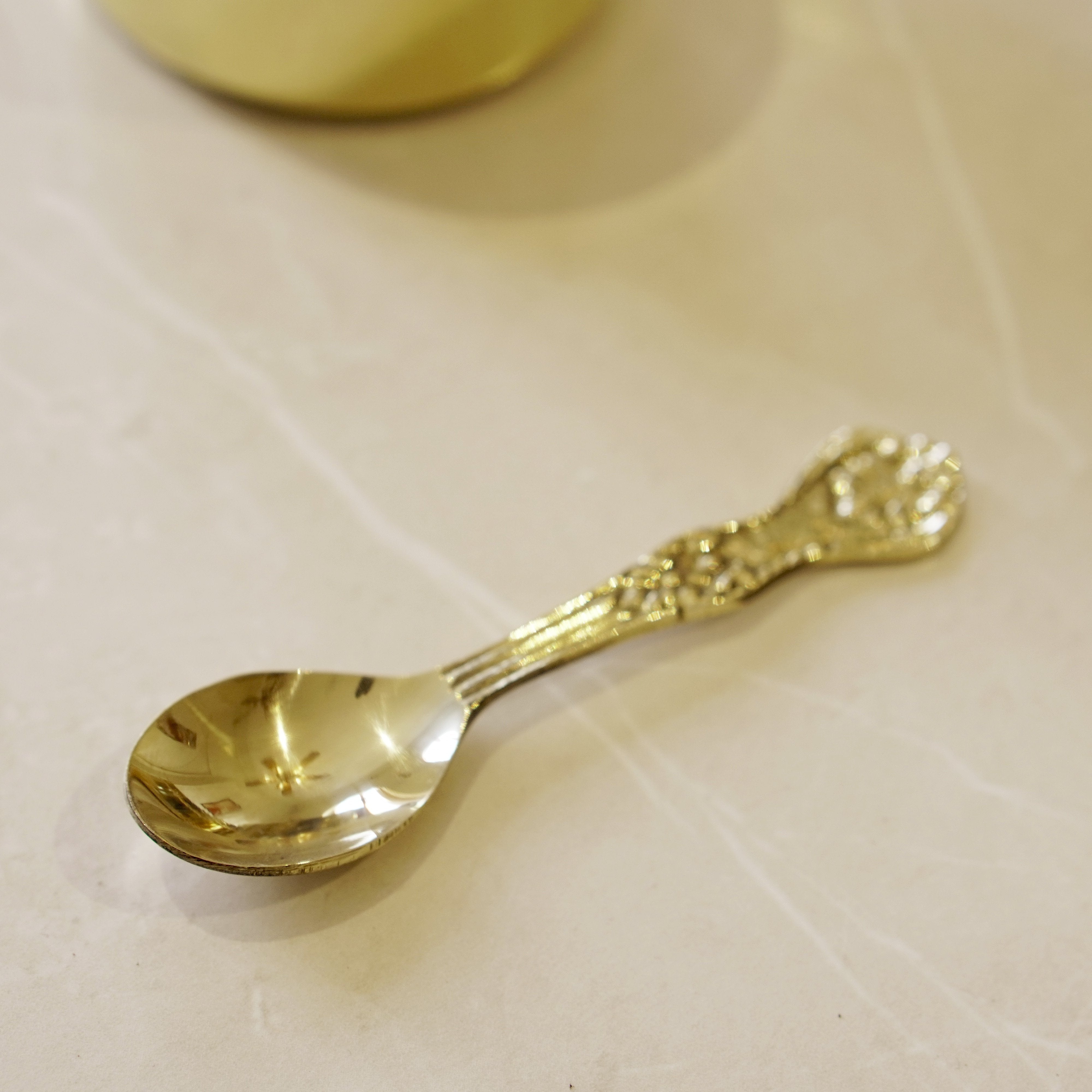Etched Brass Masala/ Spice Box (7 Inch)