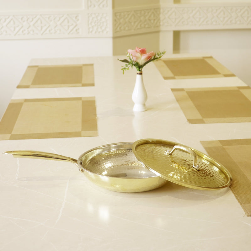 Brass  Frypan with lid (tincoated)