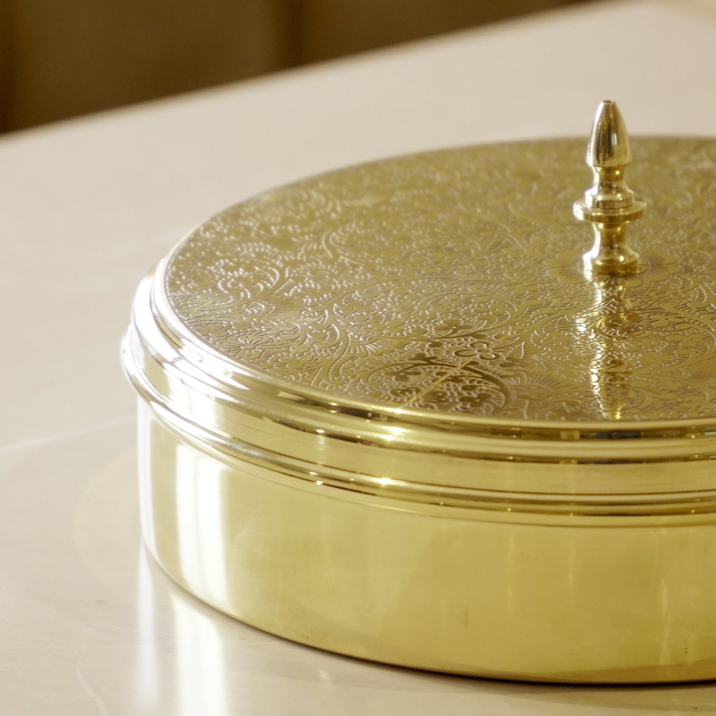 Brass Etched Spice / Masala Box 9inch