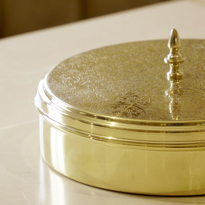 Brass Etched Spice / Masala Box 9inch