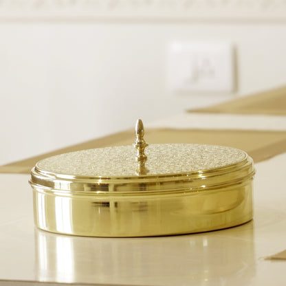 Brass Etched Spice / Masala Box 9inch