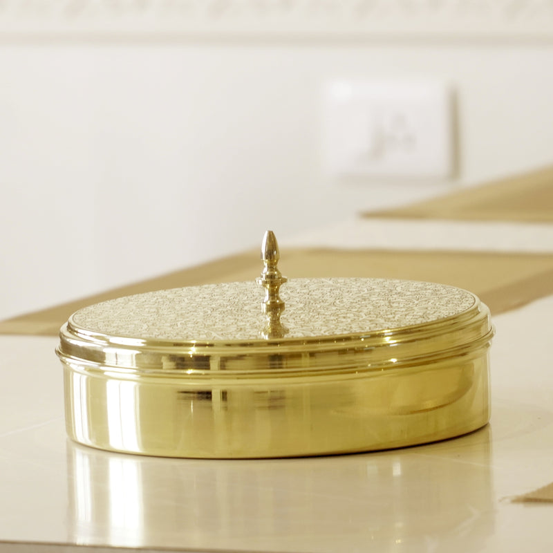 Brass Etched Spice / Masala Box 9inch