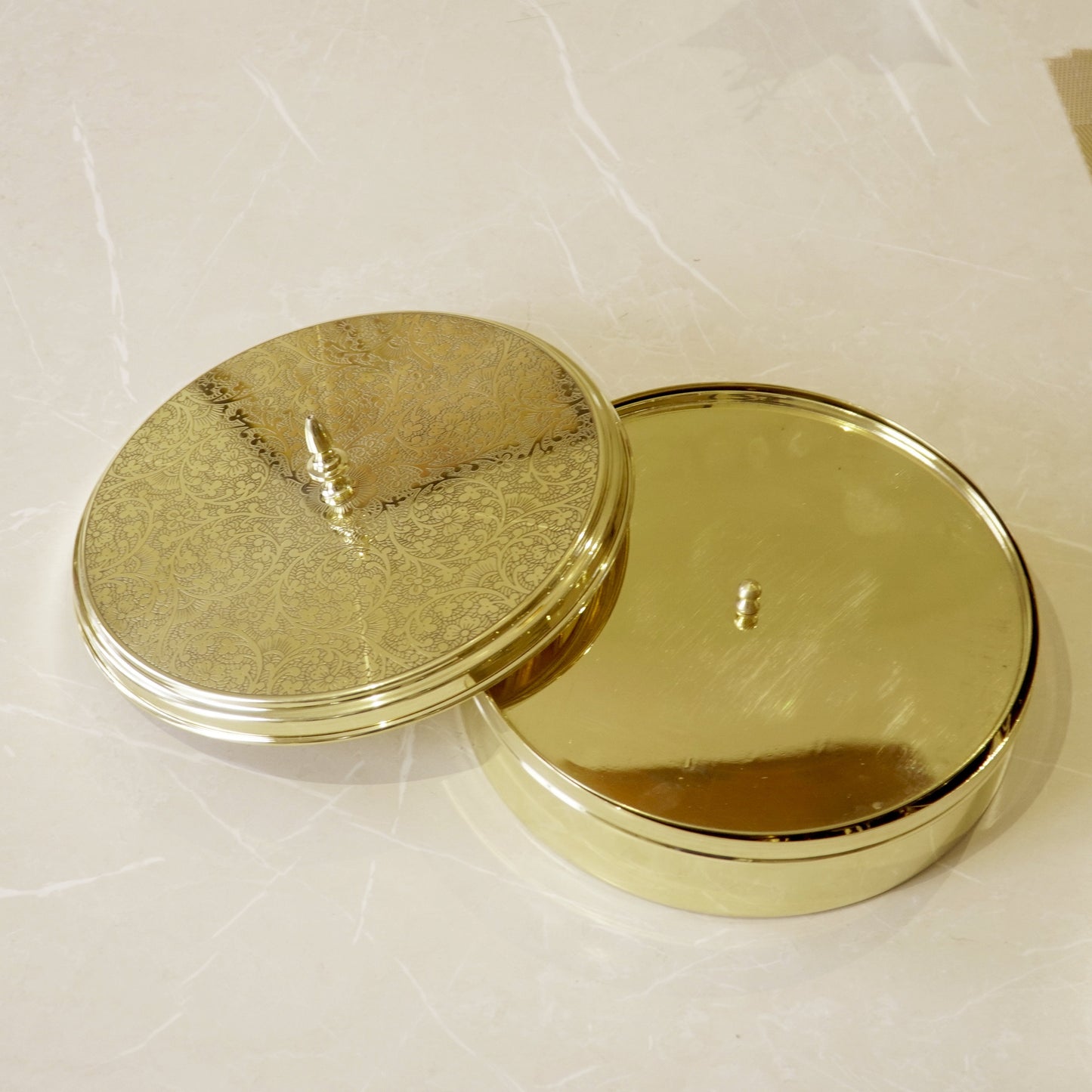 Brass Etched Spice / Masala Box 9inch