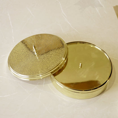 Brass Etched Spice / Masala Box 9inch