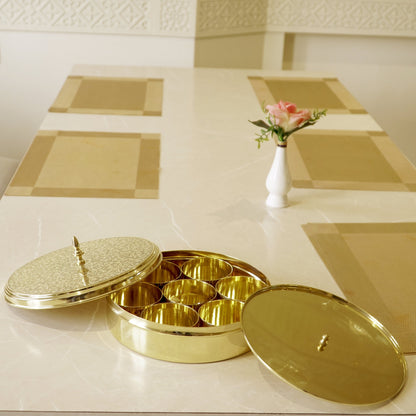 Brass Etched Spice / Masala Box 9inch