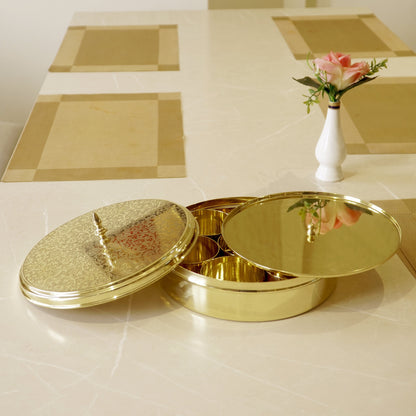 Brass Etched Spice / Masala Box 9inch