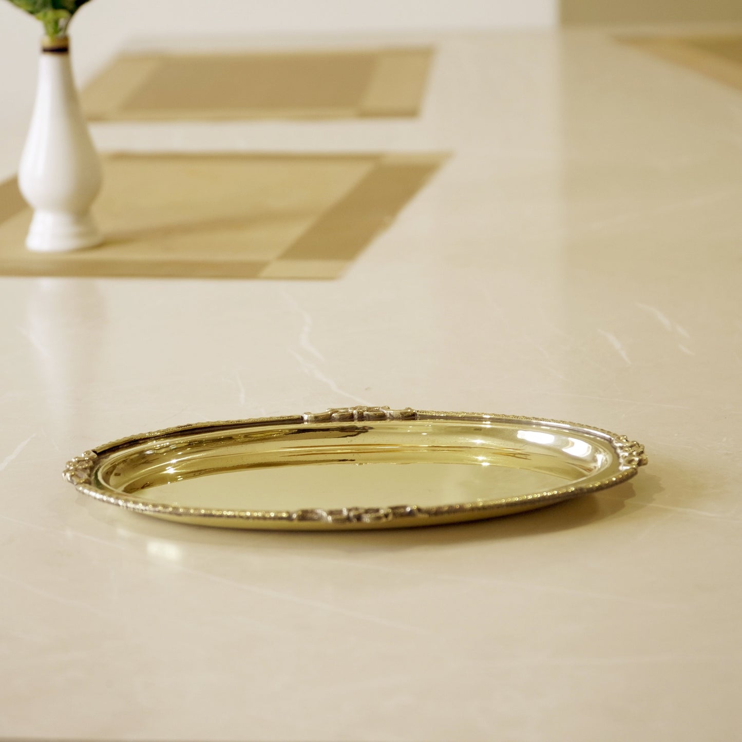 Brass Oval Serving Plate 9"