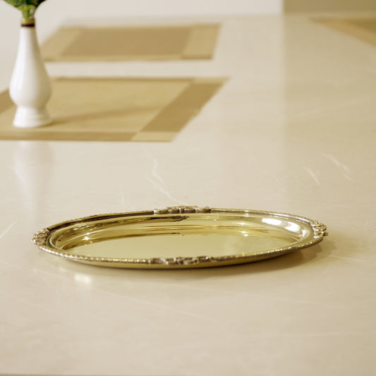 Brass Oval Serving Plate 9"