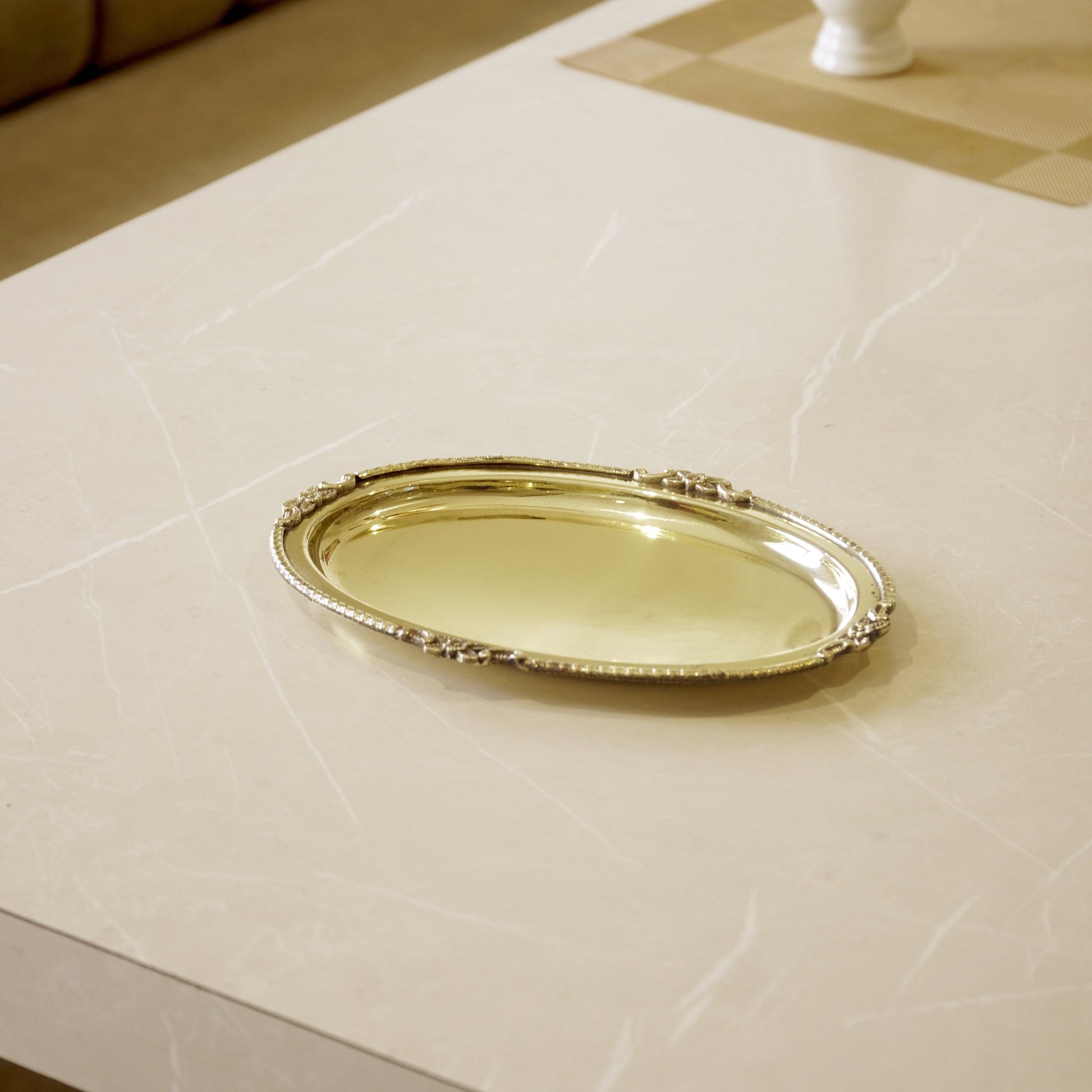 Brass Oval Serving Plate 9"