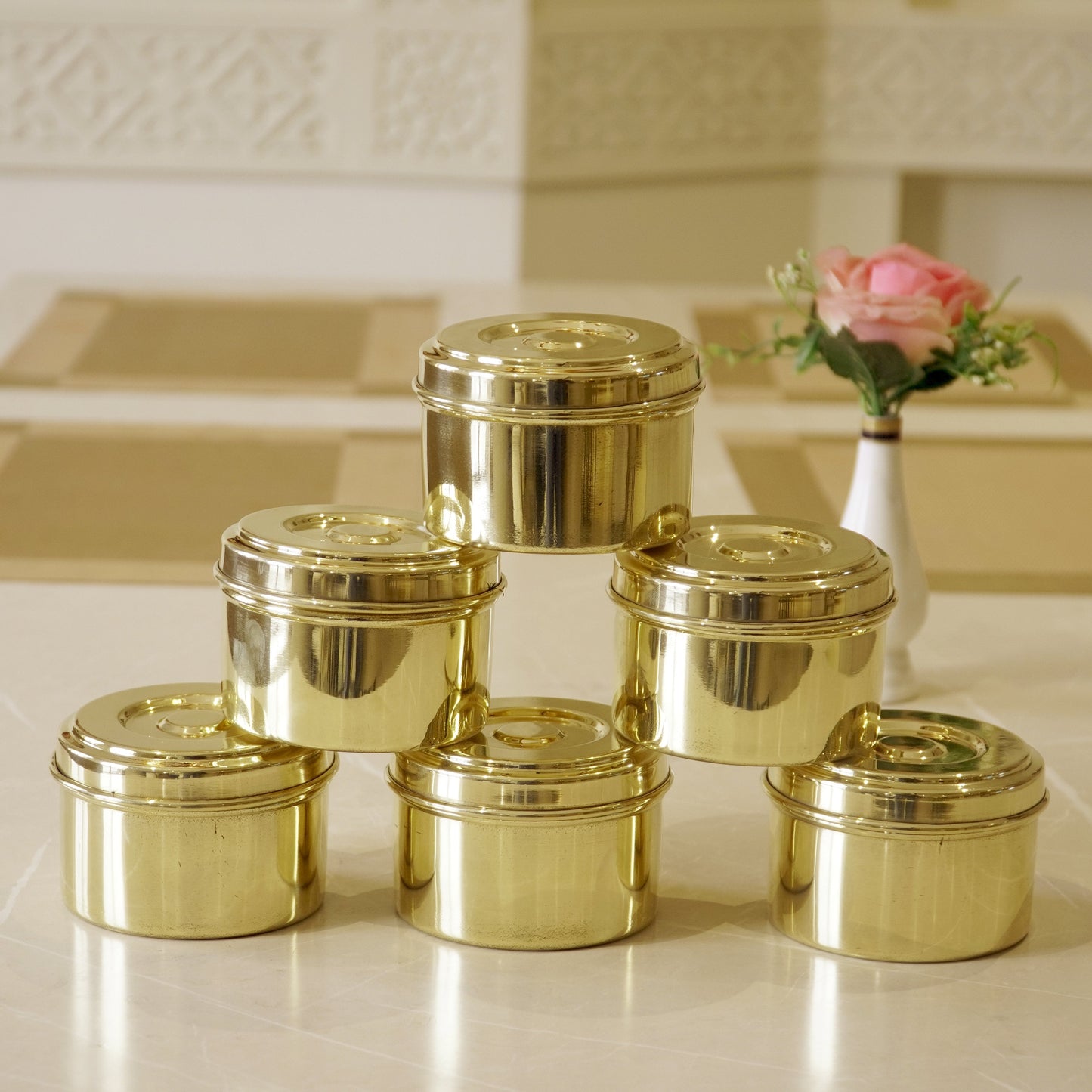 Brass Small Laddu Box / Katordaan