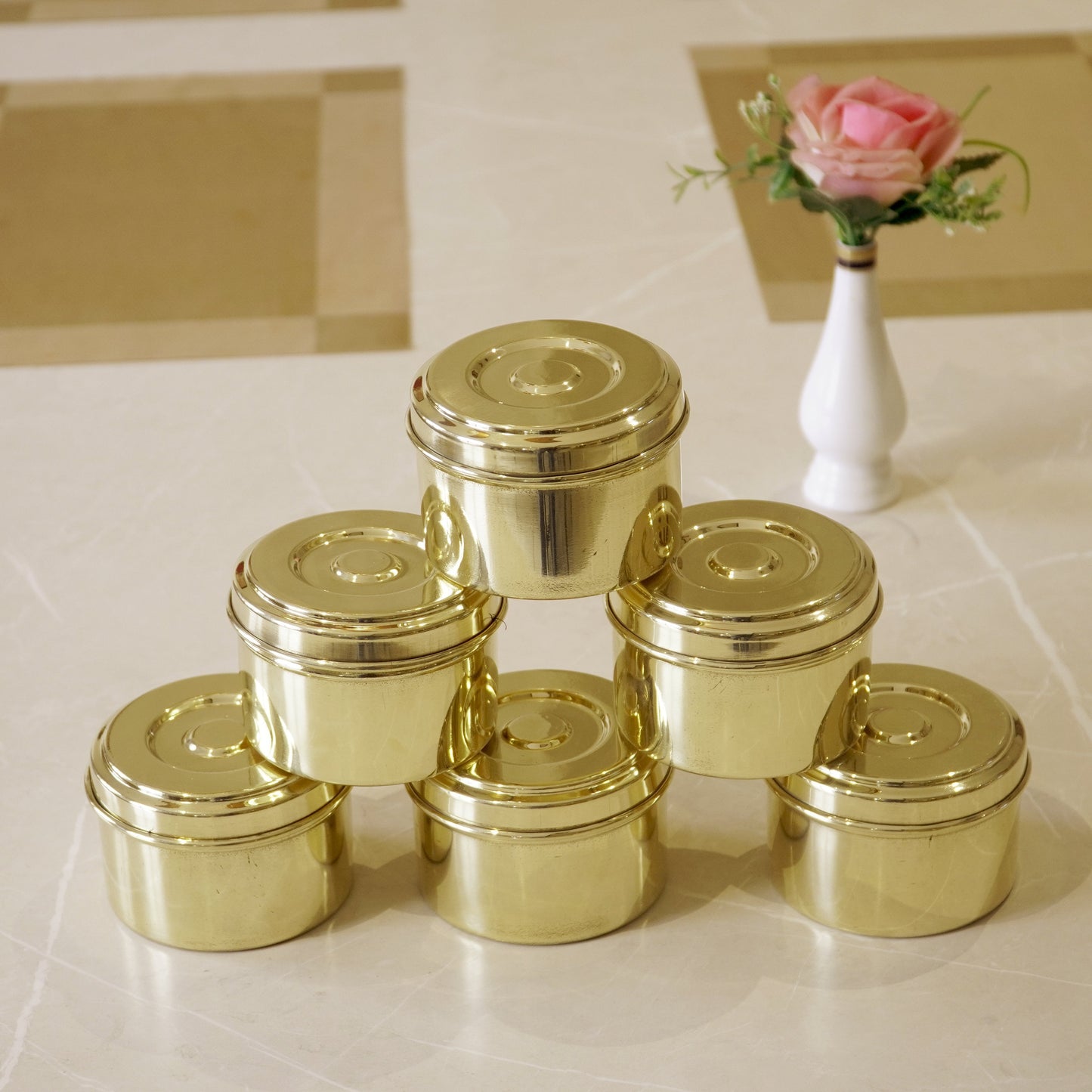 Brass Small Laddu Box / Katordaan