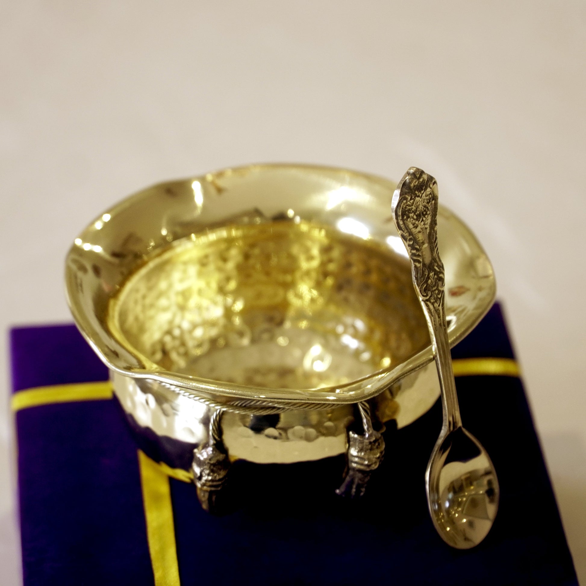 Brass Tie Bowl with Velvet Box