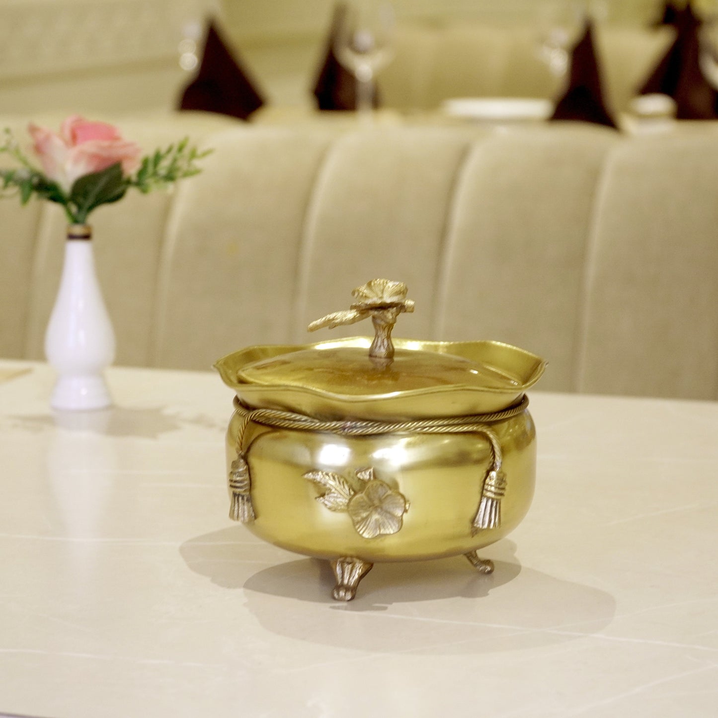 Brass Antique Tie Bowl with Lid