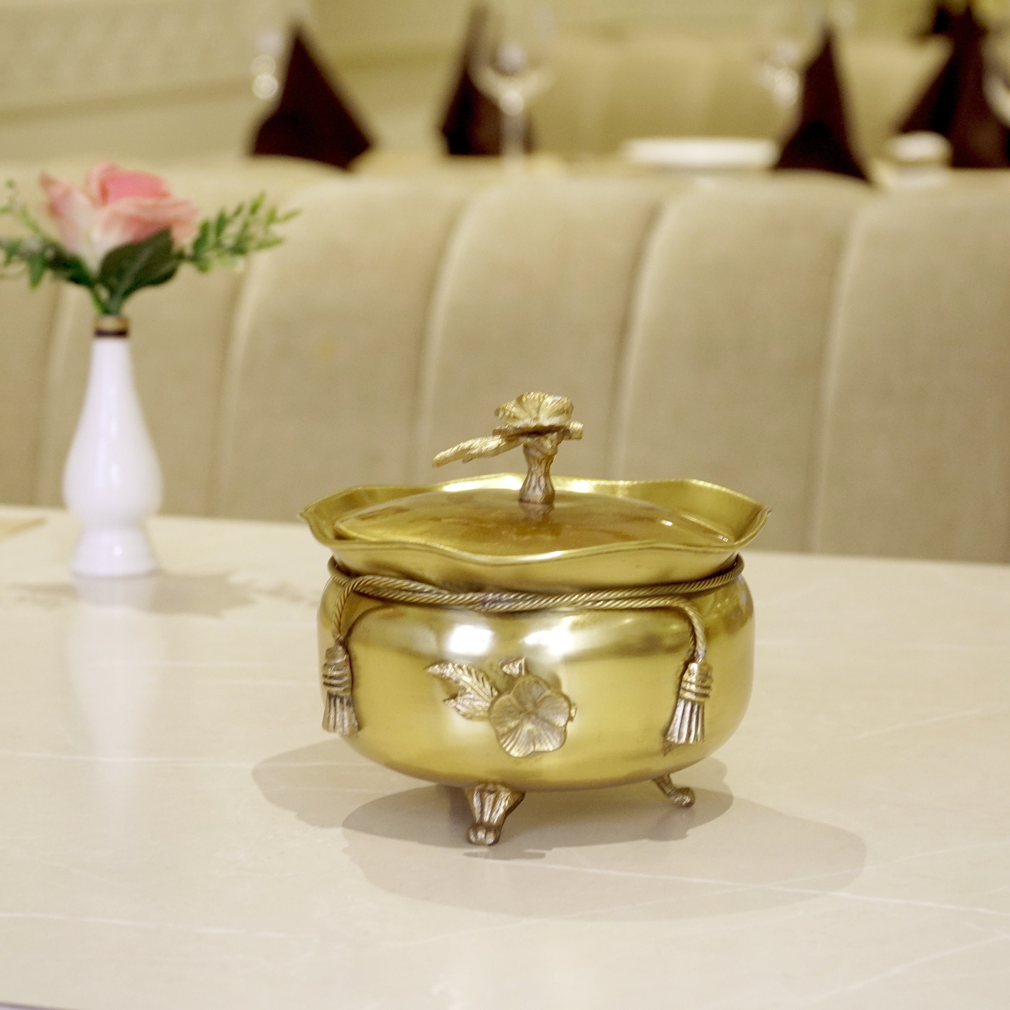 Brass Antique Tie Bowl with Lid