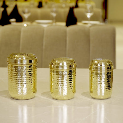 Brass Hammered Container/Dabba Set