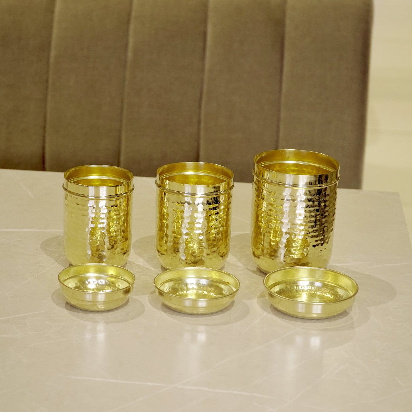 Brass Hammered Container/Dabba Set