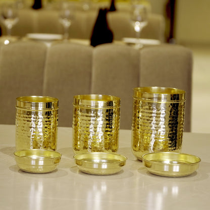 Brass Hammered Container/Dabba Set