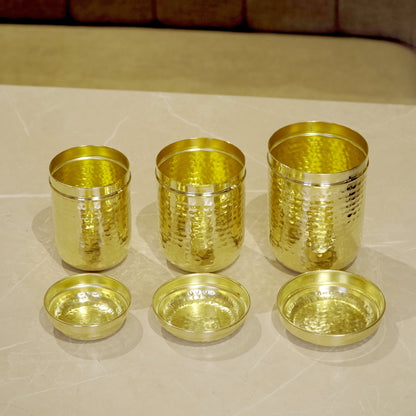 Brass Hammered Container/Dabba Set