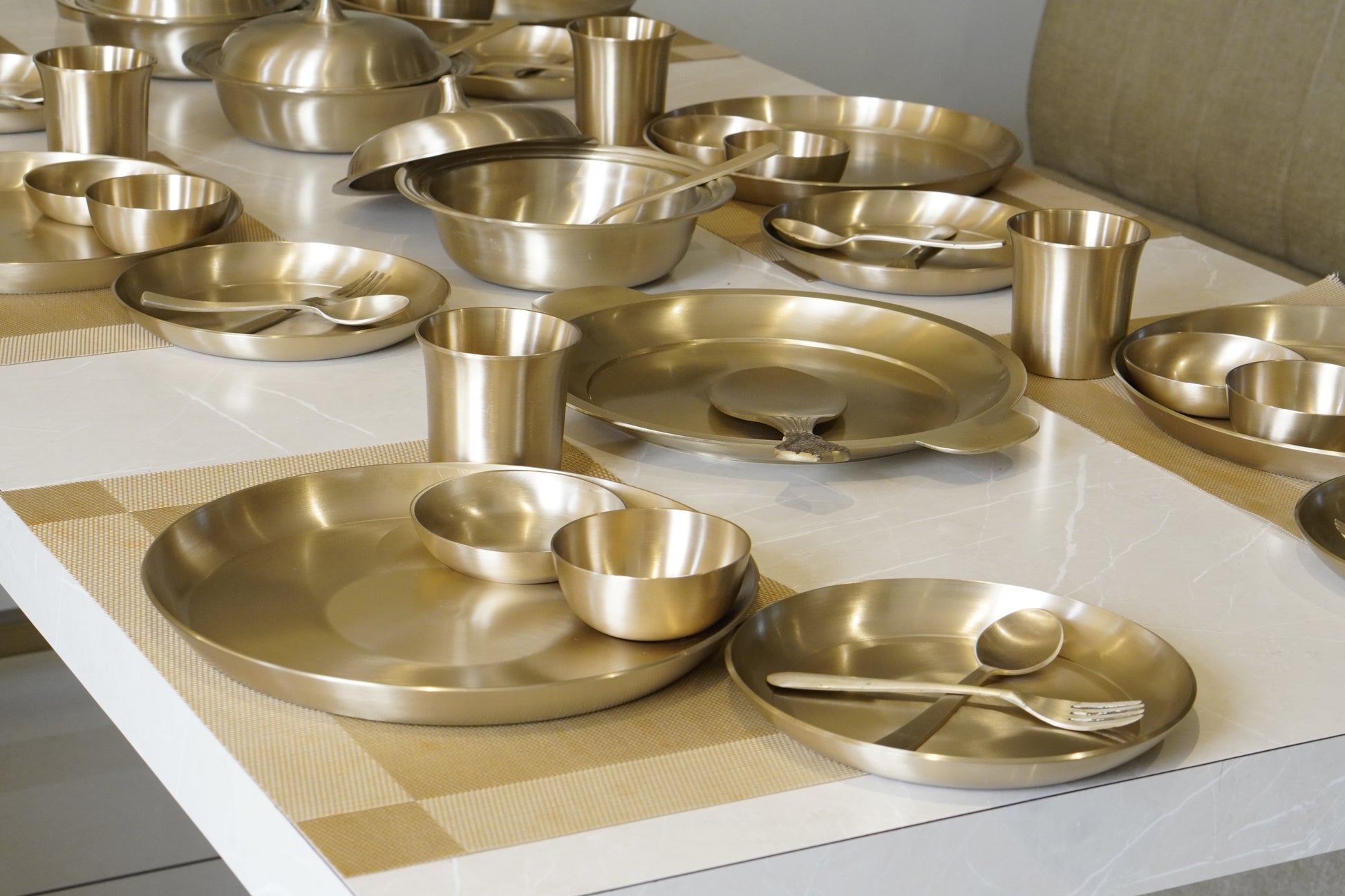 51 Pieces Bronze / Pure Kansa Dinner Set (Dish Set)