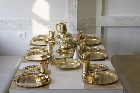 51 Piece brass Etched Dinner Set